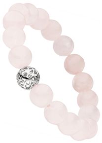 Jobo Damen Armband, Silikon, rosa, Silikon, Armbänder, mit Rosenquarz und 925 Silber