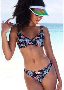 Kangaroos Damen Bügel-Bikini-Top "Agave", schwarz, Gr. 42, bedruckt, floral, Recycling-Polyamid, Bikini-Oberteile, mit floralem Druck