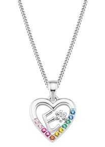 Mädchen Kette mit Anhänger "Herz/Buchstaben, 2027876", E, Silber 925 (Sterlingsilber), L: 38cm, bunt, Prinzessin Lillifee, Silber 925