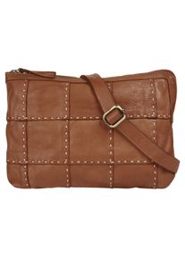Samantha Look Damen Umhängetasche, braun, Leder, unifarben, leicht glänzend, Taschen, echt Leder, Made in Italy