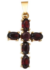 Jobo Damen Kreuz-Anhänger "Anhänger Kreuz", Gelbgold 375, gelb, Gelbgold 375, Schmuckanhänger, 375 Gold mit Granat