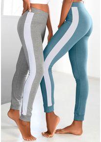 Arizona Damen Leggings, Gr. 40, blau, Strick, Obermaterial: 55% Baumwolle, 40% Polyester, 5% Elasthan. Graumeliert (Obermaterial): 85% Baumwolle, 10%