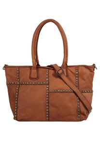 Samantha Look Damen Shopper, braun, Leder, unifarben, leicht glänzend, Taschen, echt Leder, Made in Italy