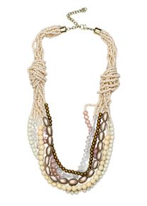 Damen Kette mit Anhänger "Nele", beige, Basic, Collezione Alessandro, Glas, Halsketten, aus vielen verschiedenen Perlen