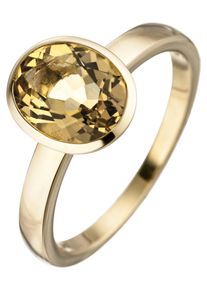 Jobo Damen Goldring, 52, Gelbgold 585, gelb, Gelbgold 585, Fingerringe, 585 Gold mit Citrin