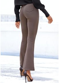 Lascana Damen Jazzpants, Gr. 36, grau, Milano Rib, Obermaterial: 96% Polyester, 4% Elasthan, unifarben, Basic, Hosen, mit Schlitzen am Saum