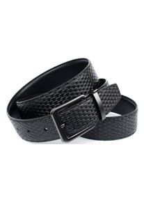 Anthoni Crown Damen Ledergürtel, schwarz, Gr. 100, unifarben, gemustert, Leder, Gürtel, Klassischer Wendegürtel Hirsch-/Flechtprägung