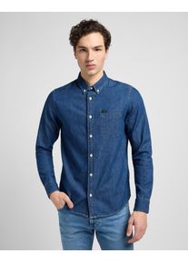 Lee Herren Jeanshemd "Lee BUTTON DOWN", grau, casual, Gr. L, Denim/Jeans, Obermaterial: 100% Baumwolle, Hemden