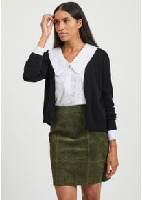 Vila Damen Cardigan "VIRIL SHORT CARDIGAN", schwarz, Basic, Gr. XL, gepflegt, Feinstrick, Obermaterial: 50% Viskose, 27% Polyamid, 23% Polyester,