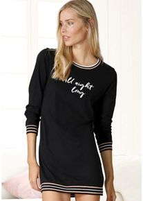 s.Oliver Damen Nachthemd, Gr. 32, schwarz, Jersey, Obermaterial: 100% Baumwolle, unifarben, Basic, Kleider, mit Rippstrickbündchen