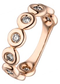 Jobo Damen Fingerring, 52, SI = kleine Einschlüsse, Roségold 585-Diamanten, rosa, Rosu00e9gold 585, Diamanten, Fingerringe, 585 Roségold mit 9