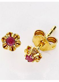 Lady Damen Paar Ohrstecker, Rubin ct, Metall, rot, Metall, Ohrringe