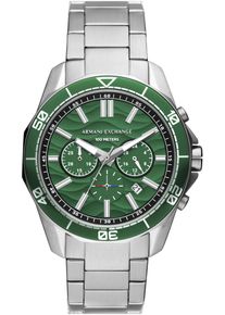 Armani Exchange Herren Chronograph, silber, Armbanduhren, Quarzuhr, Armbanduhr, Herrenuhr, Edelstahlarmband, Geschenkidee, Tag