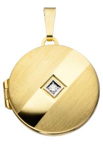 Jobo Damen Medallion-Anhänger "Anhänger Medaillon rund", Gelbgold 333, gold, Gelbgold 333, Schmuckanhänger, 333 Gold mit Zirkonia