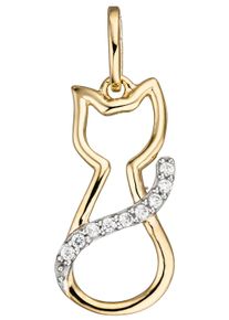 Jobo Damen Ketten-Anhänger "Anhänger Katze", Gelbgold 333, gold, Gelbgold 333, Schmuckanhänger, 333 Gold mit Zirkonia