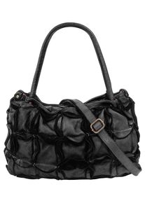 Samantha Look Damen Shopper, schwarz, Leder, vintage, Taschen, echt Leder, Made in Italy