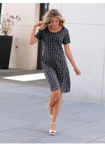 Inspirationen Damen Shirtkleid "Jersey-Kleid", blau, Gr. 19, geblümt, gemustert, mehrfarbig, bedruckt, Jersey, Single Jersey, 100% Baumwolle, Kleider