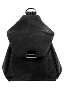 Bruno Banani Cityrucksack, schwarz, Rindsleder, Leder, unifarben, casual, Rucksäcke, echt Leder