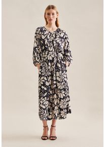 Seidensticker Damen Sommerkleid "Schwarze Rose", blau, Gr. 40, geblümt, 100% Viskose, Kleider, 3/4-Arm Rundhals Floral