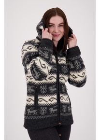 DEPROC Active Damen Strickfleecejacke "ANNAPURNA", grau, casual, Gr. 40, Obermaterial: 100% Wolle; Futter: 100% Polyester, Jacken, mit Kapuze und