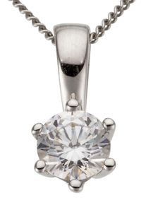 Firetti Damen Ketten-Anhänger "Schmuck Geschenk Gold 750 Halsschmuck Anhänger Halskette Solitär", 0,5 ct P2 = erkennbare Einschlüsse, Weißgold