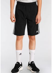 Kinder Shorts "ESSENTIALS 3-STREIFEN WOVEN", schwarz-weiß, sportlich, Gr. 128, adidas Sportswear, clean, Obermaterial: 100% Polyester, Hosen