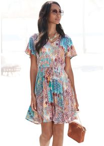 Lascana Damen Druckkleid, bunt, modisch, Gr. 34, bedruckt, Cru00eape, Obermaterial: 100% Viskose, Kleider, aus gekreppter Viskose, farbenfrohes