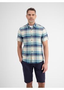 Lerros Herren Kurzarmhemd "Lerros Halbarmhemd mit Karomuster", blau, Gr. S, 100% Baumwolle, Hemden
