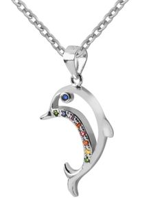 Firetti Mädchen Kette mit Anhänger "Schmuck Geschenk Silber 925 Halsschmuck Halskette Ankerkette Delfin", Silber 925 (Sterlingsilber), L: 45cm B: