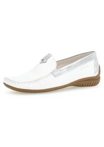 Gabor Damen Mokassin "FLORENZ", Gr. 43, silber, Leder, casual, Schuhe, Slipper, Schlupfschuh, Festtagsschuh mit Metallic-Details