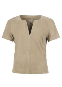 Maze Damen Kurzarmhemd "Arona", grau, Gr. L, Obermaterial: 100% Leder, Lamm, Hemden