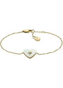 Fossil Damen Armband "Schmuck Geschenk Edelstahl RADIANT LOVE HEART, JF04733710", Edelstahl, weiß, Edelstahl, Armbänder, mit Glasstein - mit Perlmutt