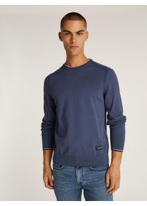Tommy Hilfiger Herren Rundhalspullover "RWB COTTON CREW NECK", blau, casual, Gr. S, Strick, Obermaterial: 100% Baumwolle, Pullover, farbliche Akzente