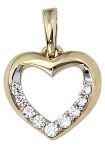 Jobo Damen Herz-Anhänger "Anhänger Herz", Gelbgold 333, gold, Gelbgold 333, Schmuckanhänger, 333 Gold bicolor mit Zirkonia