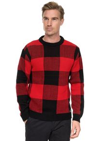 Rusty Neal Herren Strickpullover, schwarz, casual, Gr. XL, kariert, 75% Polyacryl, 25% Baumwolle, Pullover, mit karierter Musterung