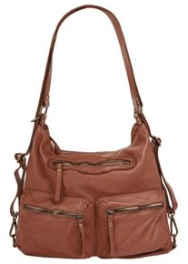 Samantha Look Damen Shopper, braun, Leder, vintage, Taschen, echt Leder, Made in Italy