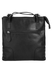 CLUTY Cityrucksack, schwarz, Rindsleder, Leder, Retro, casual, Rucksäcke, echt Leder