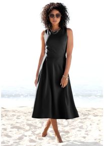 Beach Time BEACHTIME Damen Midikleid, schwarz, modisch, Gr. 34, unifarben, Jersey, Obermaterial: 70% Viskose, 25% Polyester, 5% Elasthan, Kleider, elegantes