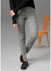 Aniston CASUAL Damen Leggings, grau, modisch, Gr. 46, kariert, Jersey, Sweatware, Obermaterial: 65% Polyester, 30% Viskose, 5% Elasthan, Hosen, im