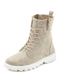 Lascana Damen Schnürstiefelette, Gr. 36, beige, Obermaterial: 100% Baumwolle. Futter: 100% Textilmaterial. Decksohle: 100% Textilmaterial. Laufsohle: