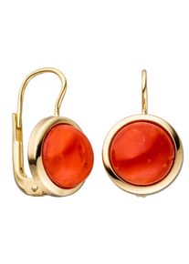 Jobo Damen Paar Ohrhänger "Ohrringe mit Koralle", Gelbgold 333, gold, Gelbgold 333, Ohrringe, rund 333 Gold