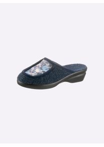 Schawos Damen Pantoffel, Gr. 37, blau, Textil, Schuhe