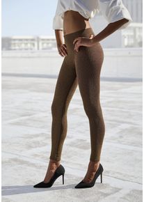 Lascana Damen Seamless Leggings, Gr. XS, gold, Strick, Obermaterial: 87% Polyamid, 8% Elasthan, 5% metallisierte Fasern, unifarben, festlich, Hosen,