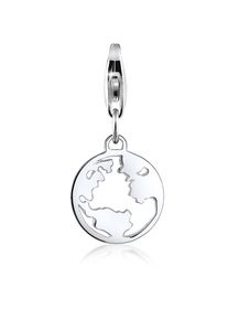 NENALINA Damen Charm-Einhänger "Anhänger Welt Weltkugel Cut-Out 925er Silber", ohne Stein, silber, Silber 925 (Sterlingsilber), Charms