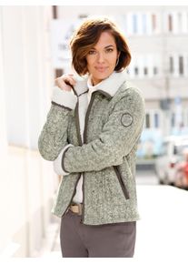 Casual Looks Damen Fleecejacke, grün, Gr. 40, meliert, 100% Polyester, Jacken