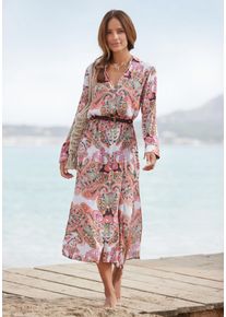 Lascana Damen Hemdblusenkleid, bunt, modisch, Gr. 34, bedruckt, Paisley, Cru00eape, Obermaterial: 100% Viskose, Kleider, aus gekreppter Viskose,