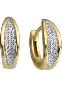 Firetti Damen Paar Creolen "Schmuck Geschenk Gold 333 Ohrschmuck Ohrringe", 0,14 ct P2 = erkennbare Einschlüsse, Gelbgold 333-Diamanten, gold,