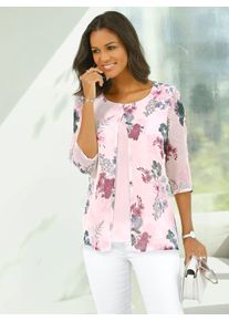 Alessa W. Collection ALESSA W. Damen Schlupfbluse, rosa, Gr. 38, geblümt, gemustert, mehrfarbig, bedruckt, 100% Polyester, Uni:100% Polyester, Blusen