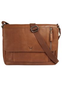 Sansibar Damen Messenger Bag, braun, Leder, unifarben, leicht glänzend, Taschen, echt Leder