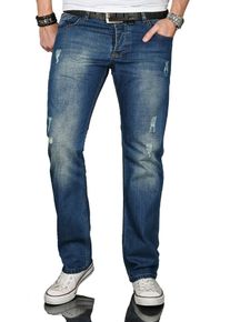 Herren Regular-fit-Jeans "ASJulio", blau, casual, Gr. 33, Alessandro Salvarini, Destroyed-Effekte, leichte Abriebeffekte, Denim/Jeans, Obermaterial: